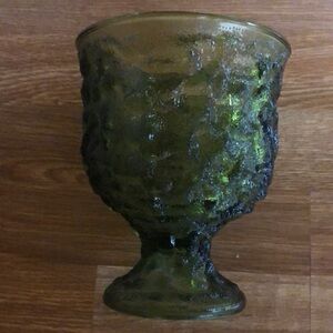 Vintage E.O Brody footed green glass vase